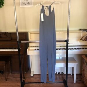 Zara Cotton Jumpsuit Slate Grey Small Tapered Leg Loose Fit 100% Cotton NWT